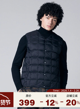 TAION 25秋冬新品 经典简约可收纳休闲保暖白鸭绒V领羽绒马甲内胆