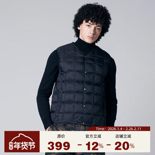 TAION 25秋冬新品 经典简约可收纳休闲保暖白鸭绒V领羽绒马甲内胆