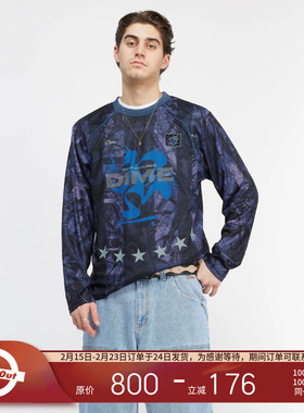 Dime 25SS 加拿大滑板品牌 三色潮流树枝迷彩拼色设计长袖球衣T恤