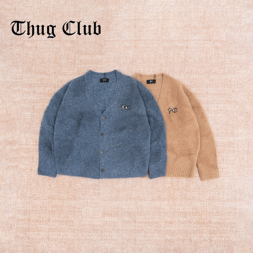 THUGCLUB喷染水洗开衫针织衫