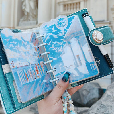 QY  圣托里尼油画风希腊海鸥A567奇葩M5A5slim手工塑封分隔页索引