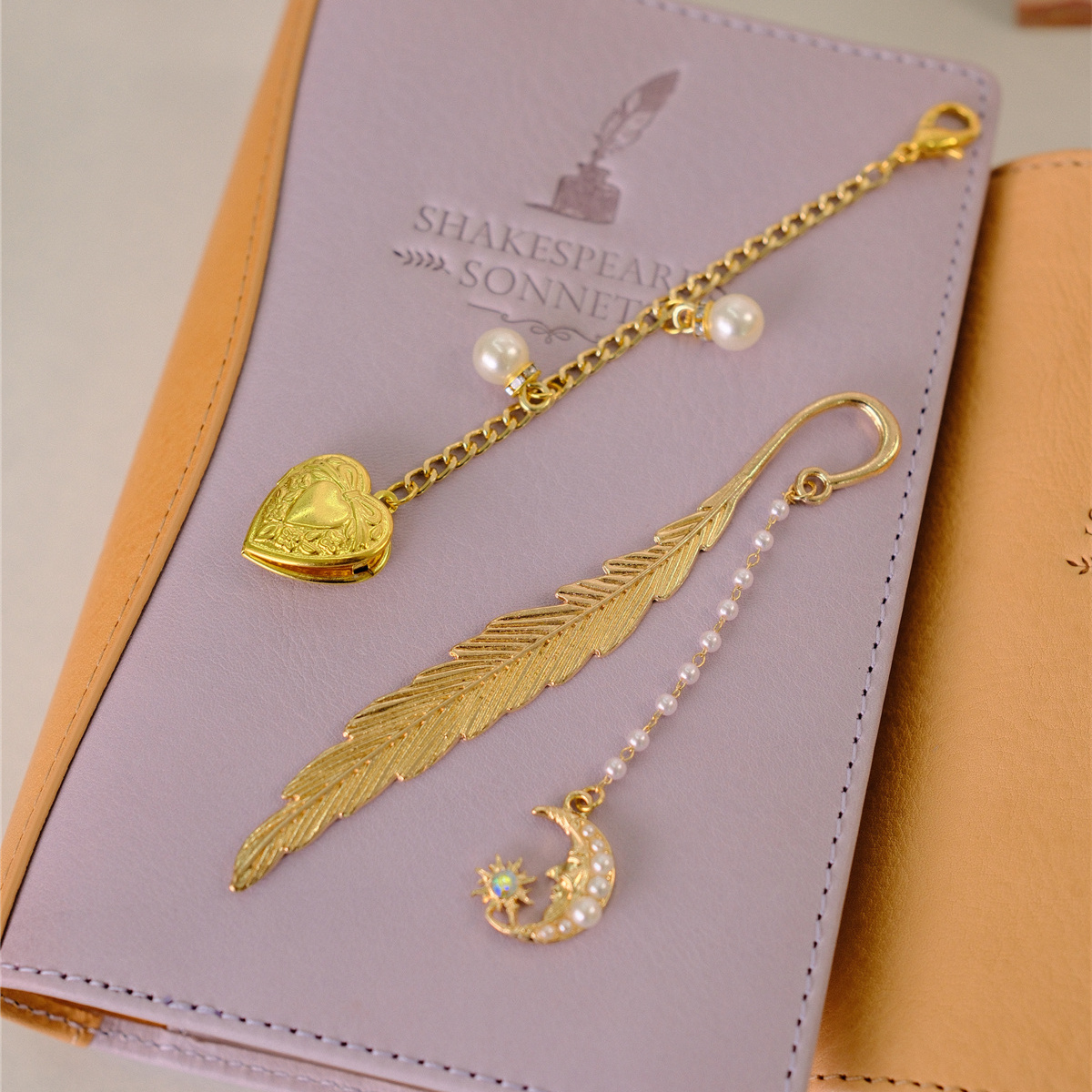 手帐金羽毛爱心相框盒可打开装饰