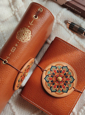 QY原创梦回大唐中国风高定真皮mbox lux 旅行TN标准护照手帐本送