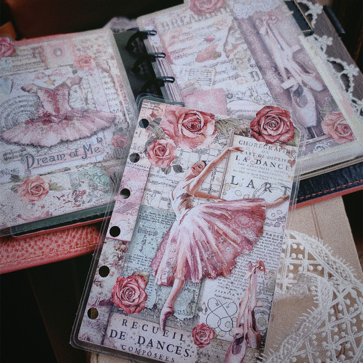 QY 复古巴洛克芭蕾粉色 A5A6A7奇葩M5A5slim手工塑封分隔页索引