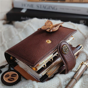 原创高定公主日记A8M5A7A6双环mbox植鞣牛皮手工复古活页手帐定制