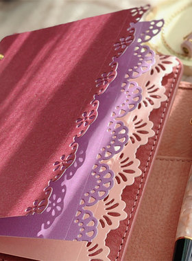 QY  特种纸紫粉色蕾丝花边A567奇葩M5方方子A5slim手工分隔页索引