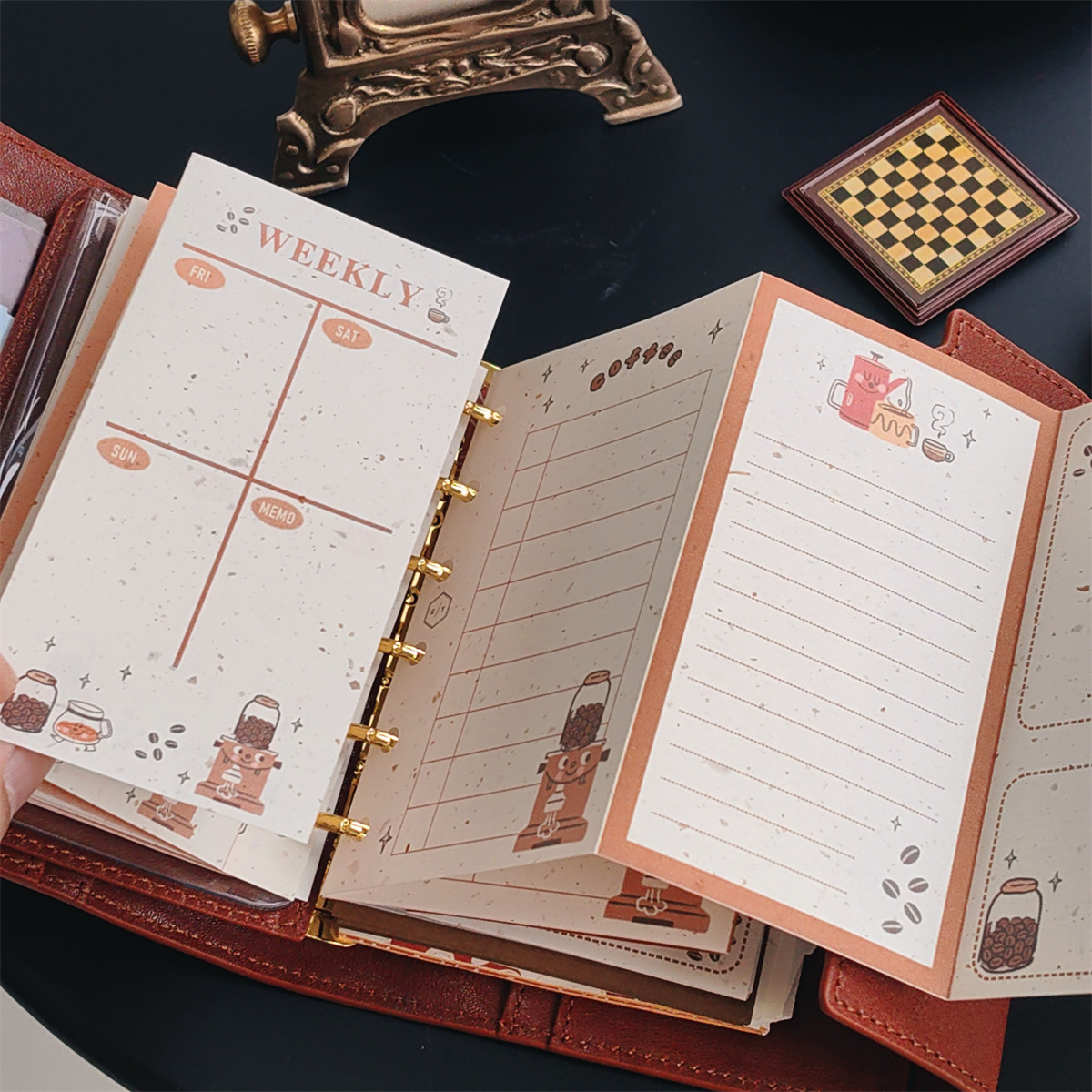 QY原创手工咖啡三折页内页A5A6A7奇葩M5A5slim手工塑封分隔页内芯