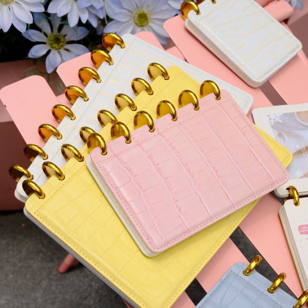 原创糖果色蘑菇真皮鳄鱼纹牛皮A5A6A7香菇孔打卡盖章备忘录随身本