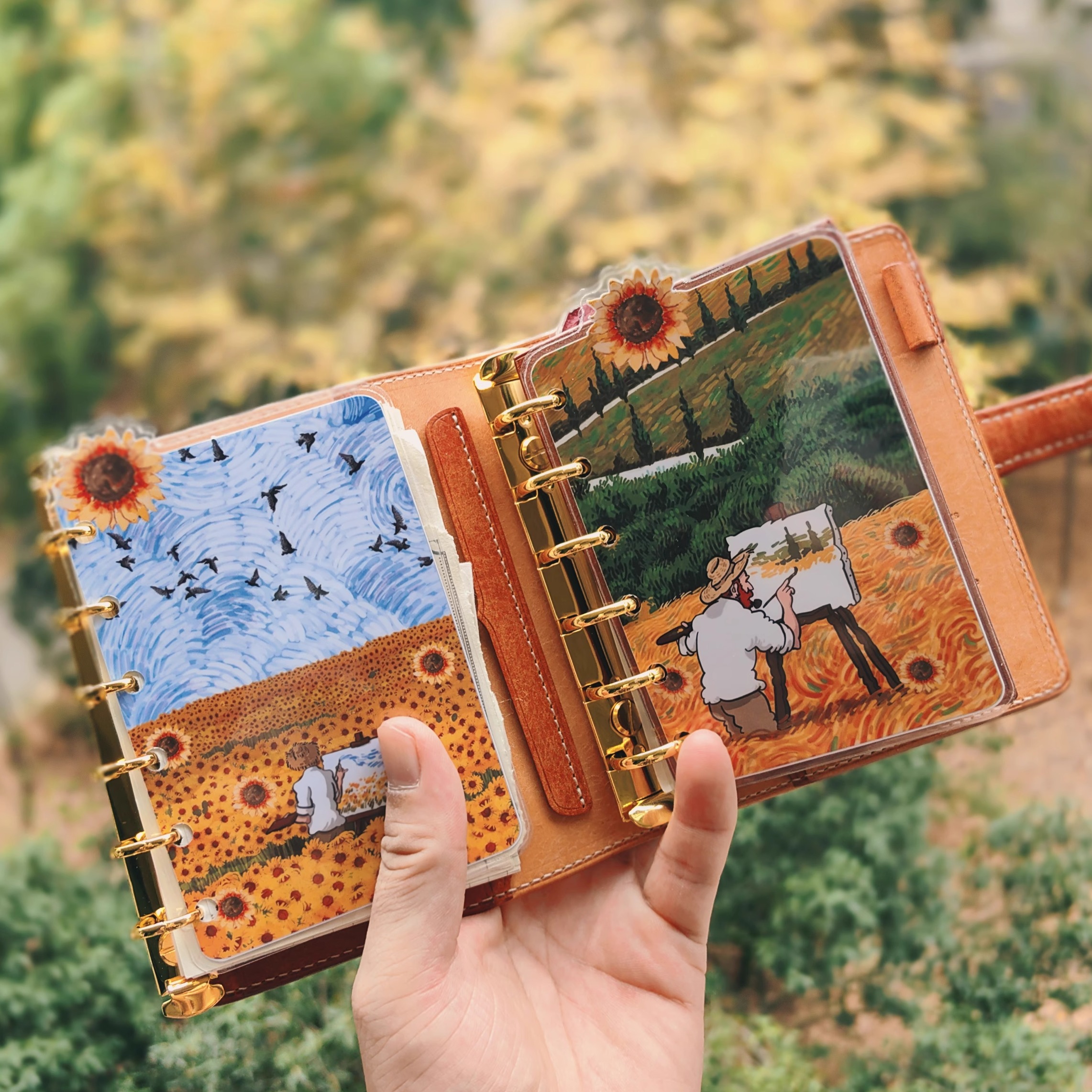 QY  【梵高】油画风A5A6A7奇葩M5方方子A5slim手工塑封分隔页索引