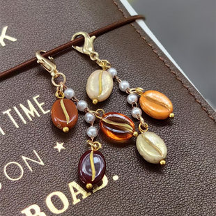 QY原创手工油画色系咖啡豆TN手帐挂件装饰吊牌INS欧美活页