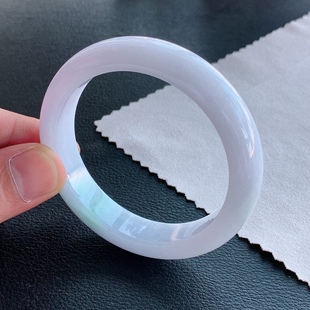 55圈缅甸天然翡翠手镯58.9时尚 白月光正圈百搭淡紫色玉镯 珠宝女款