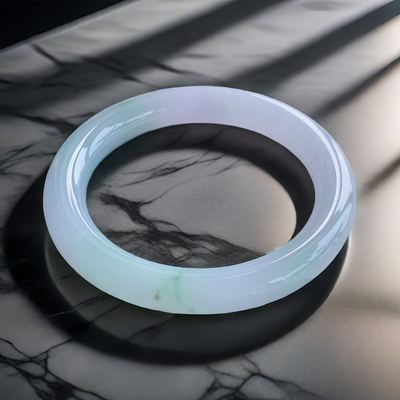 淡紫色三彩玉镯子翡翠天然A货