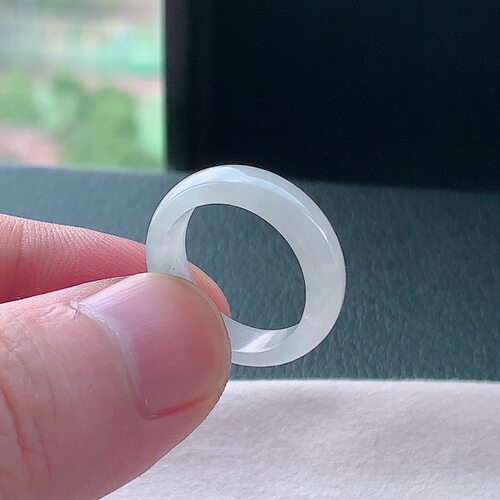 冰种翡翠戒指14号圈口缅甸天然a货冰种翡翠指环eip平安素圈可佩戴
