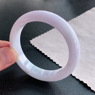 55圈天然翡翠手镯60.5缅甸紫罗兰宽版圆镯高级时尚女玉镯鉴定估价