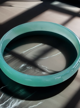 51圈天然a货蓝水蓝色双彩显肤白翡翠手镯rupp时尚百搭少女玉镯子