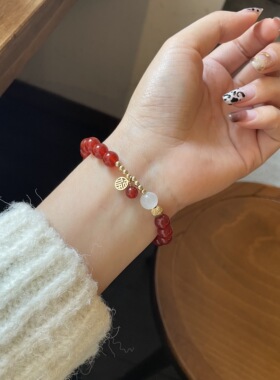 原创设计红玛瑙女水晶简约手串