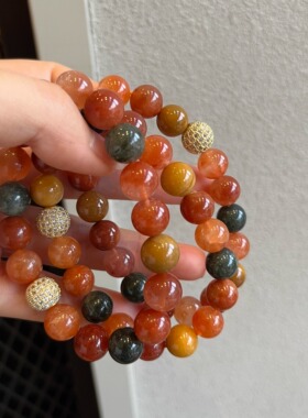 天然福禄寿彩兔毛小众设计手链女