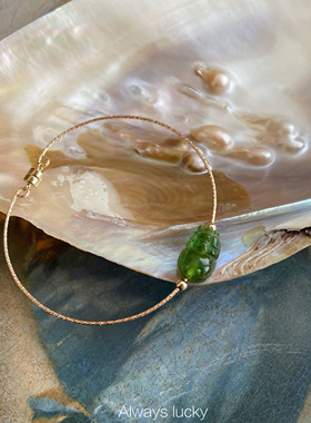 绿碧玺貔貅细镯天然招财简约手链