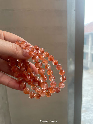 红兔毛招财天然水晶红水晶手链女