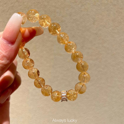 天然黄阿塞焦糖招财黄水晶手链女