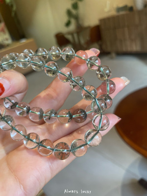 天然水晶简约千层绿幽灵手链女