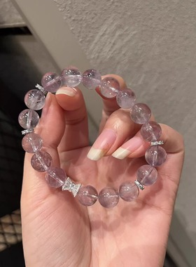 天然玻利维亚紫水晶紫兔毛手链女