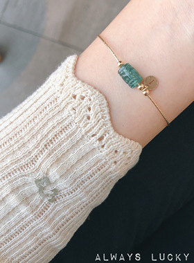 原创绿碧玺招财天然缘美产细镯