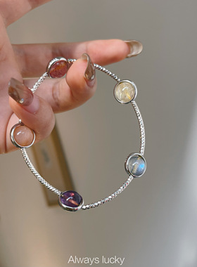 五福天然水晶草莓晶925纯银手链