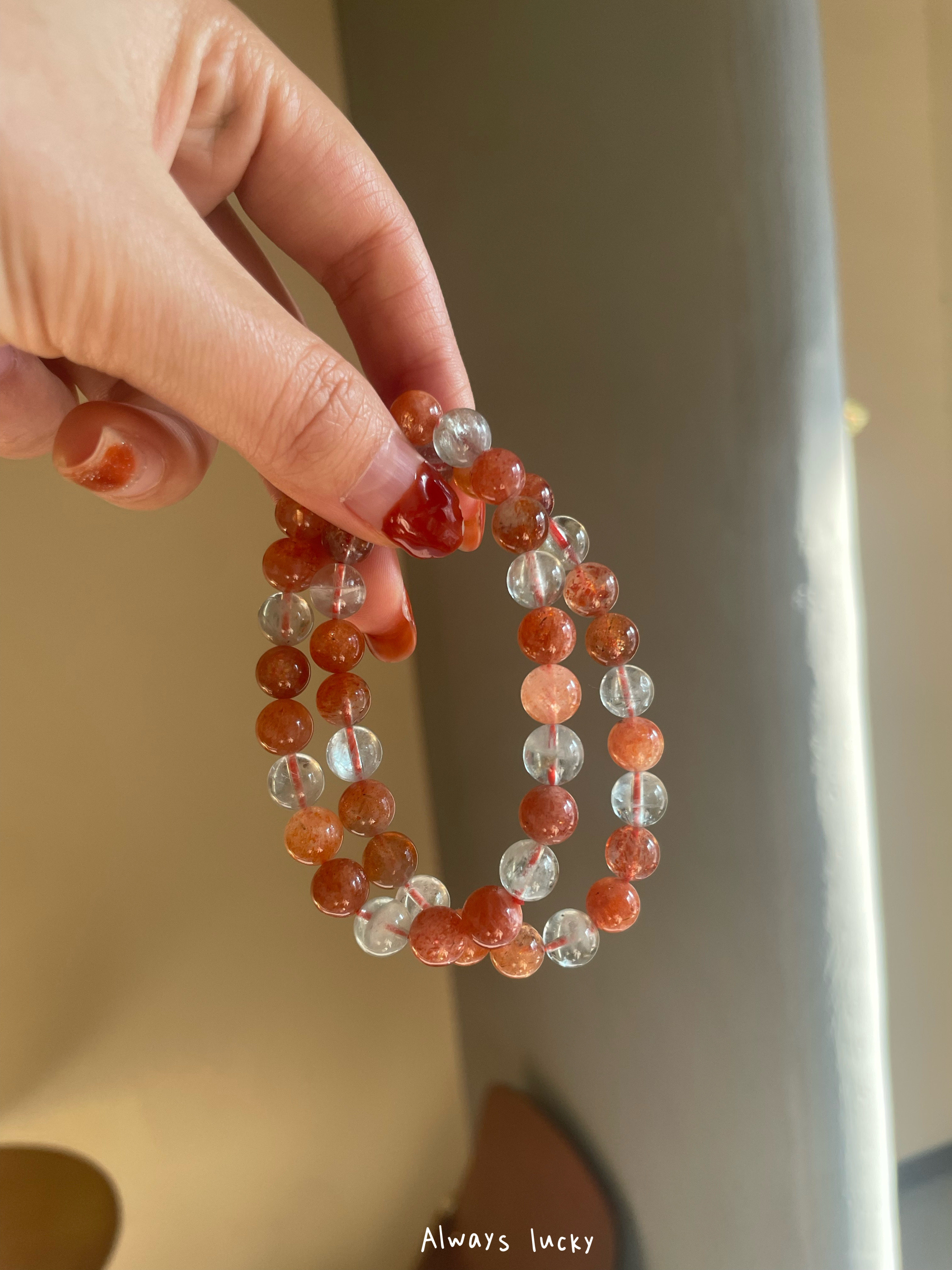 金太阳绿柱石共生天然水晶简约闺蜜礼物学生手链