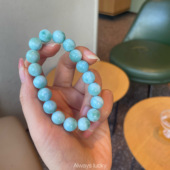 「奶蓝色海纹石」天然拉利玛多米尼加针钠钙石水晶送人礼物手链女