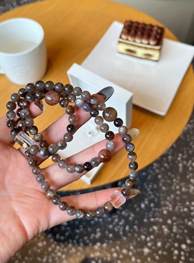 天然黑金骨干黑金超发晶手链女生