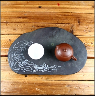 清云居砚艺端石紫端海上生明月干泡台茶盘精品肇庆端砚办公室摆件