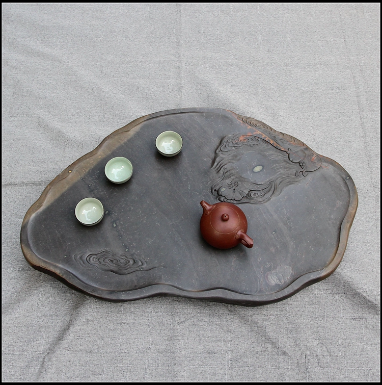 端石梅花坑福到眼前茶盘收藏珍品肇庆端砚清云居砚艺办公室摆件