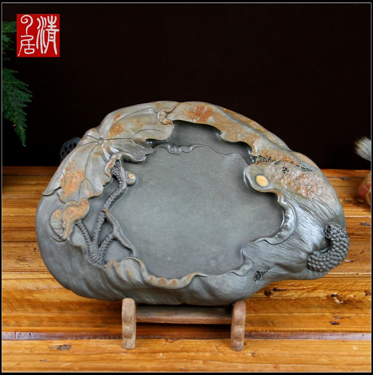 清云居天然砚台手工孤品梅花坑荷趣名砚文房四宝书法送礼肇庆端砚