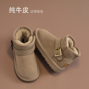 冬季真皮儿童雪地靴男童鞋女童靴子防水防滑宝宝保暖鞋加绒棉鞋子