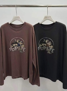 现~韩国东大门visual space女25秋 卡通大力水手长袖T恤 不退换