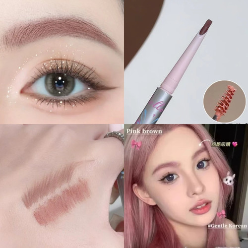 敲可爱粉棕色染眉膏+眉笔！浅金色眉膏画眉神器防水自然易上色cos