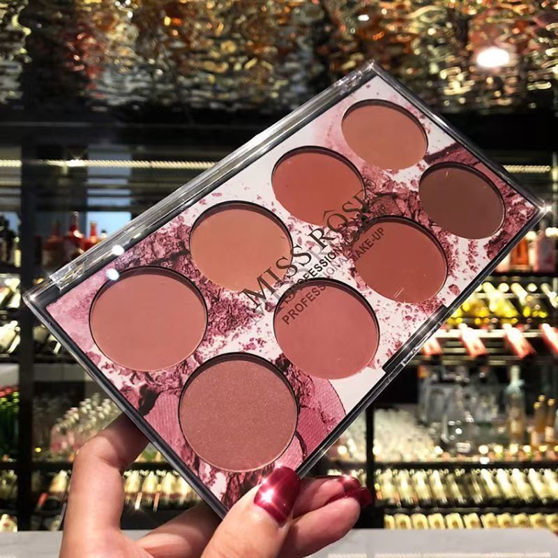 8色腮红盘正品裸妆自然平价学生晒红女高光修容一体多色missrose