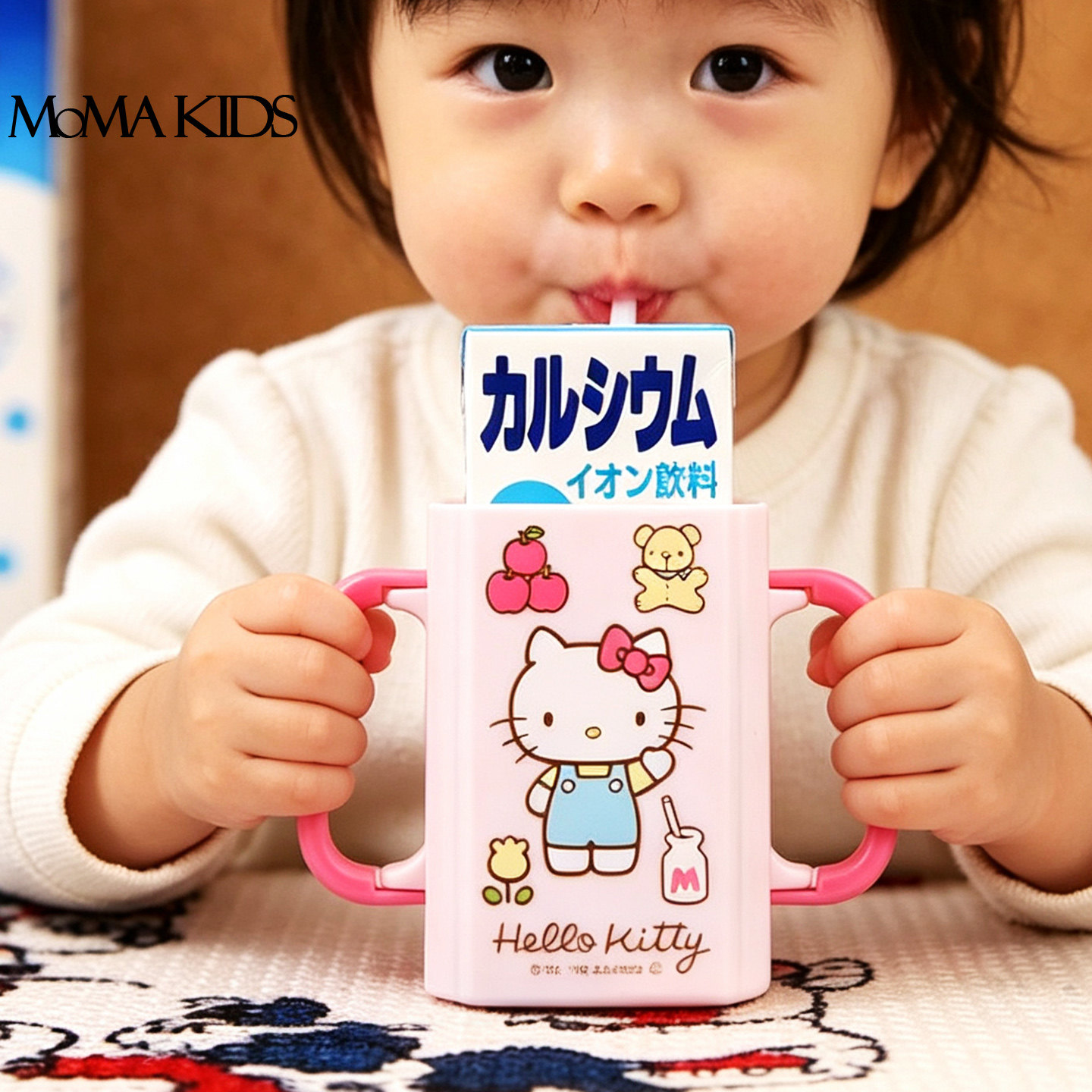 日本制skater恐龙牛奶杯托kitty饮料带手柄可折叠果汁牛奶辅助盒