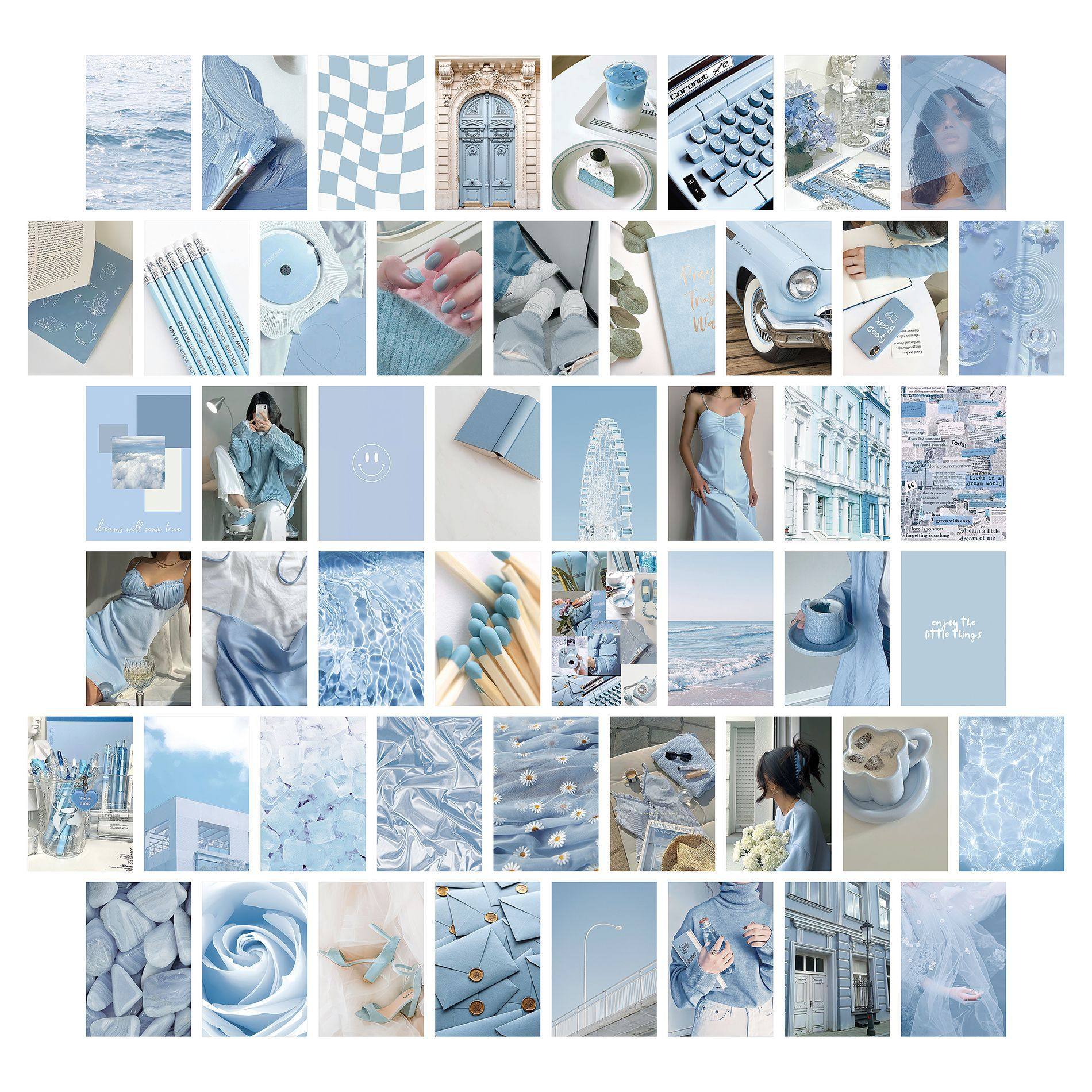 ins风天蓝色墙面装饰卡片房间主题搭配布置贴画电视背景贴饰墙饰,家居饰品,软装墙贴,淘宝优惠券,粉丝福利购,淘宝优惠卷