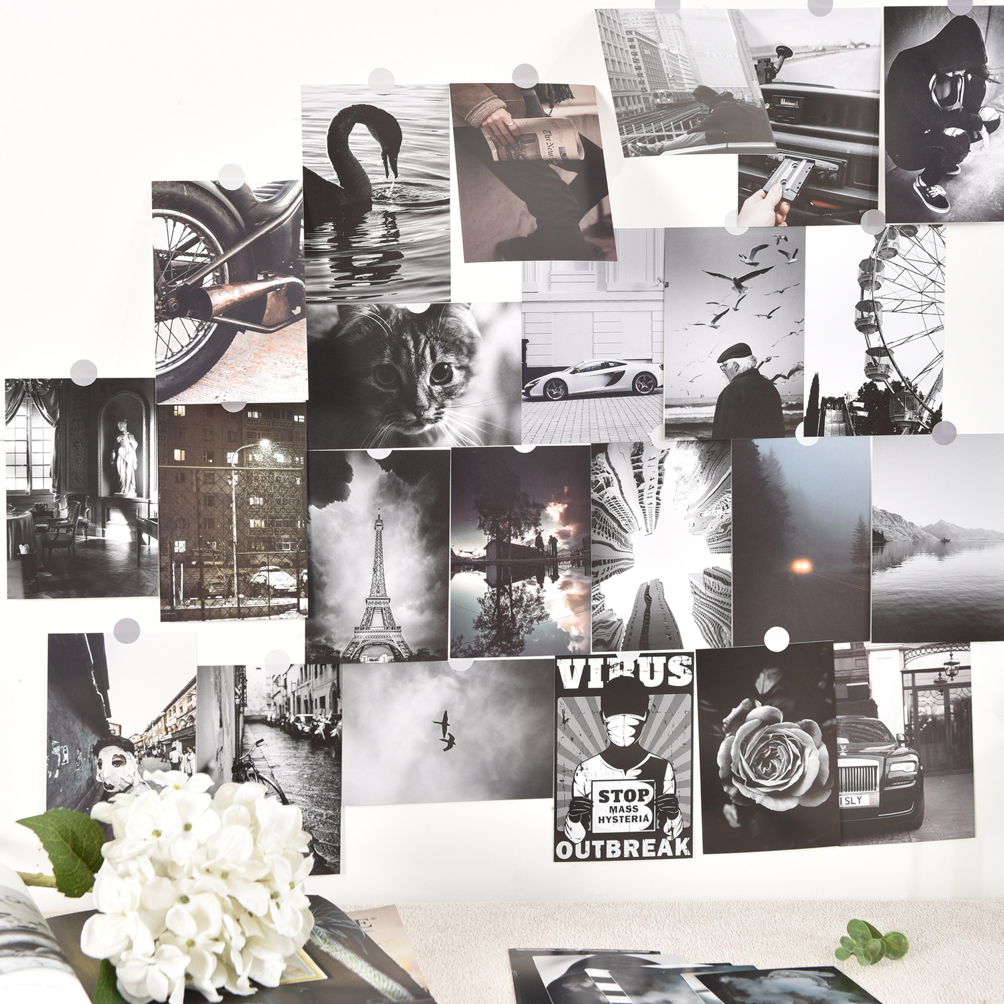 100张欧美街头人文建筑风景卡片墙贴 房间墙面装饰布置拍摄背景墙