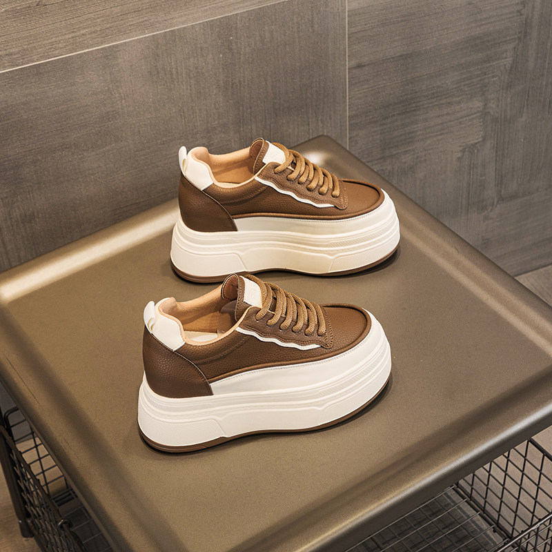 2024春季新款坡跟小白鞋松糕厚底女鞋内增高休闲小个子单鞋加绒款,女鞋,松糕（摇摇）鞋,淘宝优惠券,粉丝福利购,淘宝优惠卷