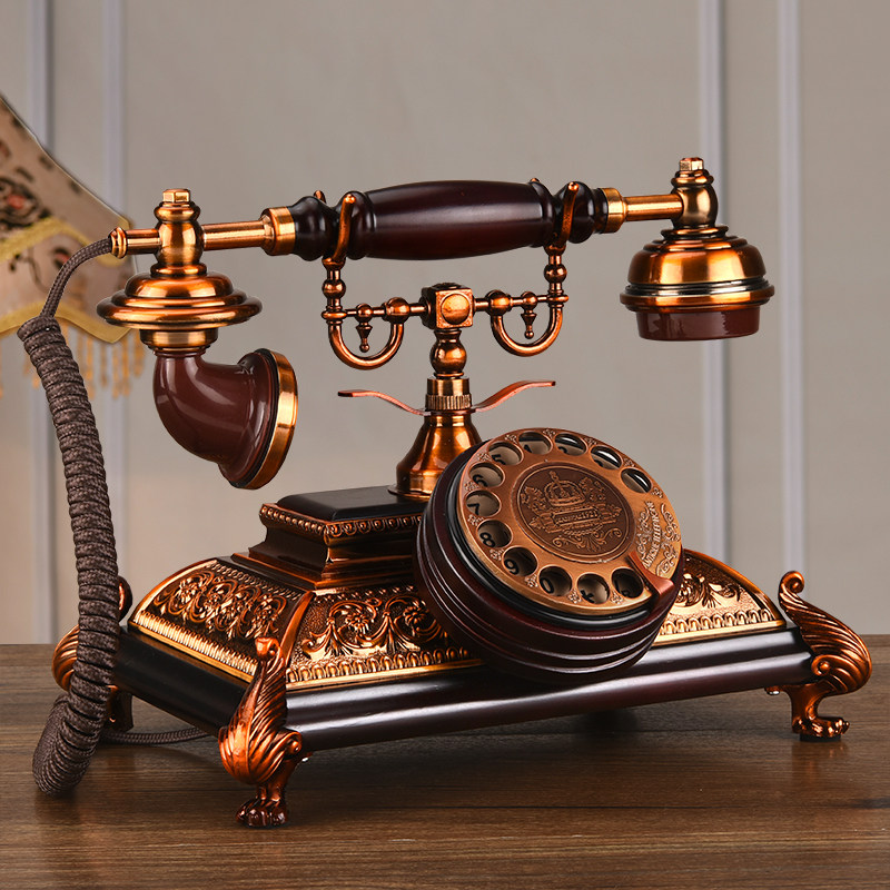 别墅欧式仿古电话机美式家用来电显示座机古董复古旋转拨号电话机
