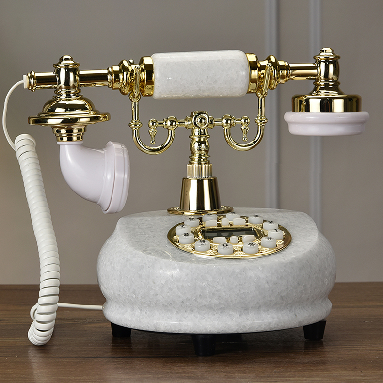 蒂雅菲欧式仿古复古家用天然玉石固定座机时尚电话机无线插卡电话