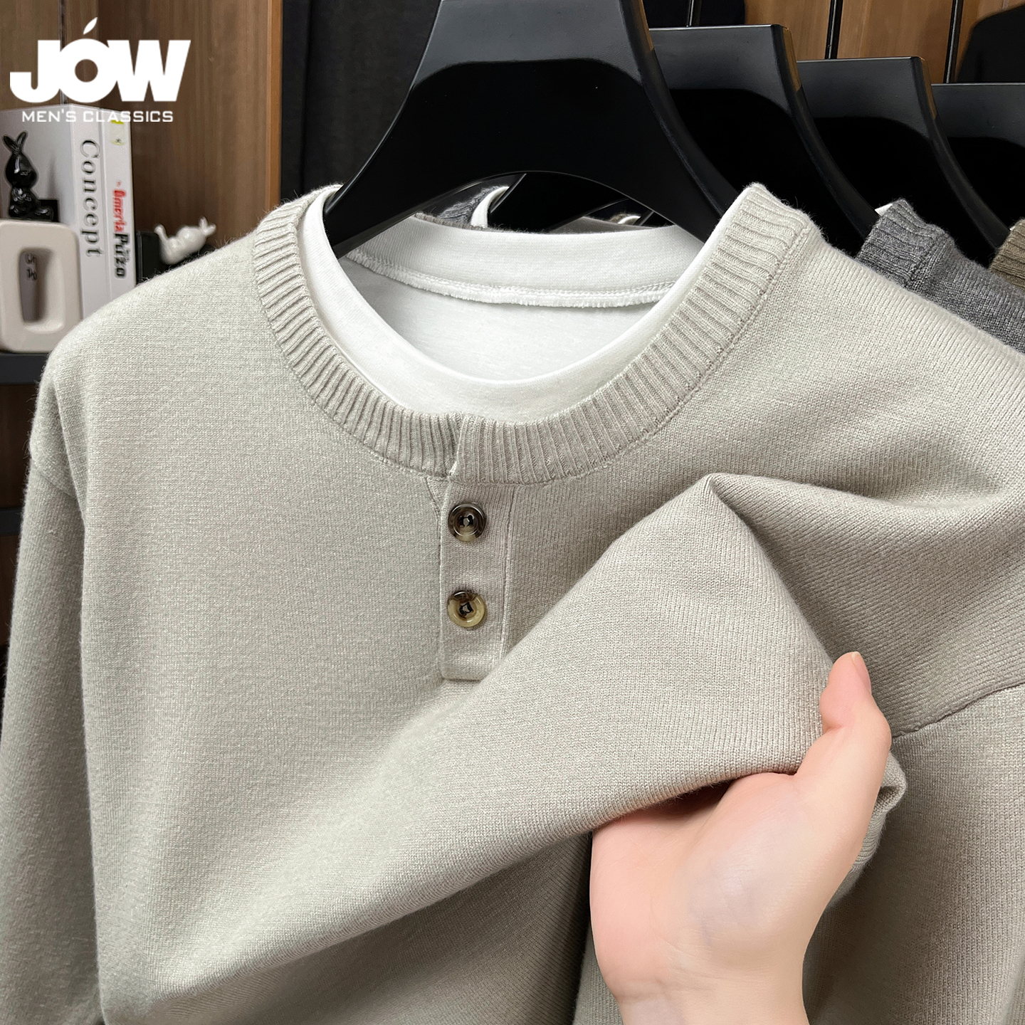 亲肤柔软假两件毛衣男士秋冬打底