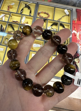 龙华寺2026虎眼石手串，茶水晶、黄虎眼、黑发晶