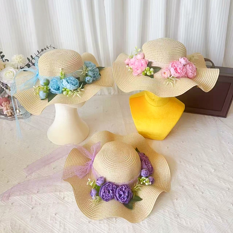 DIY草帽手工材料包遮阳帽diy成人帽子沙滩遮阳帽草帽暖场活动