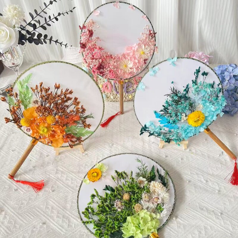 女神节教师节创意礼物干花真花风干永生花团扇儿童手工diy材料包