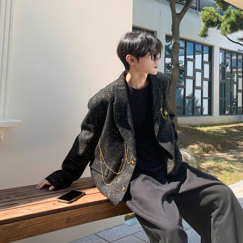 挂链装饰满天星香风西装外套