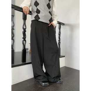男生松弛感休闲阔腿长裤 百搭抗皱初秋黑色西裤 最后一页 白口阳